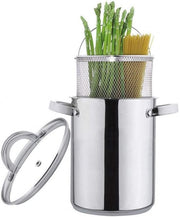 Poêle à asperges en acier inoxydable avec panier amovible – 4,2 L – Compatible avec l'induction et toutes les sources de chaleur – Peut également servir de friteuse !