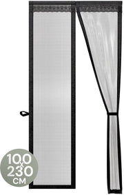 O'DADDY® Rideau de porte Deluxe FIBER - Rideau anti-moustiques magnétique - Pour les nouvelles constructions et les portes standard - Installation facile - Moustiquaire de porte noire - 100x230 cm