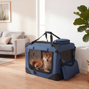 Cage de transport pliable pour chien Coast - portable - fenêtres en filet respirantes - bleu