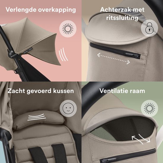 Ensemble de couleurs Stokke YOYO 6+, Taupe - Tissus : coussin d'assise, capote extensible et poche arrière zippée - Pour le châssis YOYO (vendu séparément)