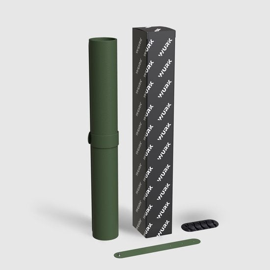 WURK - Sous-main professionnel en similicuir - Accessoires de bureau - Tapis de souris XXL- Avec attache-câble - 90x45 - Vert foncé