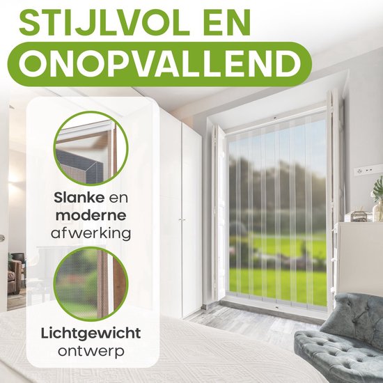 O'DADDY® Fly Curtain Slat Screen - 118x260 cm - Rideau de porte - Porte - Design ajustable - Fibre de verre - Moustiquaire de porte blanche