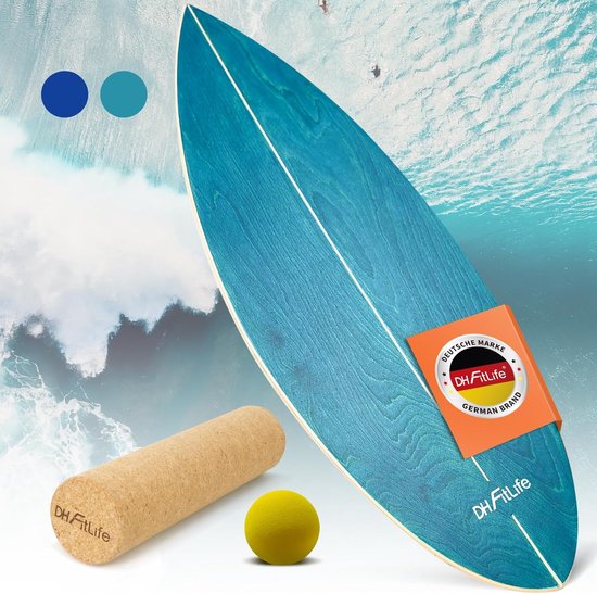 DH FitLife Planche d'équilibre en bois à bascule - Planche d'équilibre pour enfants et adultes - Fitness d'intérieur et entraînement de base, vert