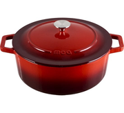 MOA Casserole en fonte - Capacité 7,2 litres - 30CM - Ronde - Toutes sources de chaleur - Egalement pour induction - Poids 7,3 kg - Rouge cerise - C30CB