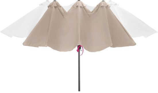 tectake® - Parasol double Silia - Parasol de terrasse - Parasol XXL - Housse de protection incluse - beige - 404253