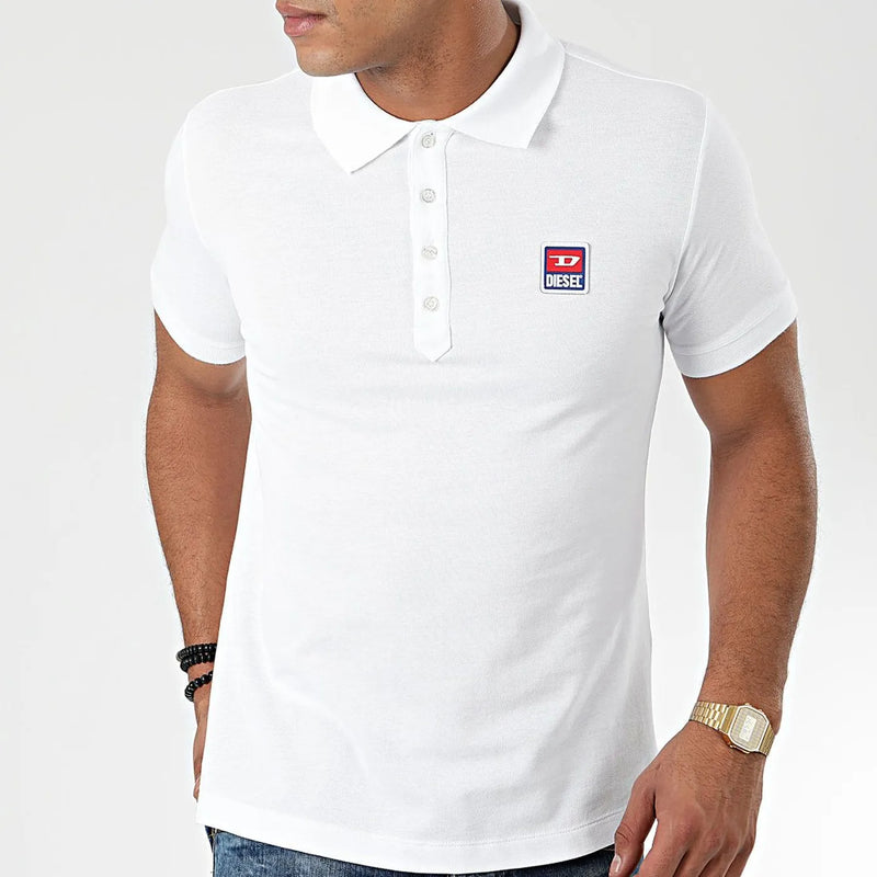 Polo Diesel T-Smith 250205 - 100 % coton - Coupe ajustée - Blanc - Taille S