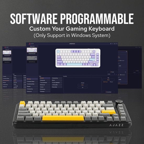 Ajazz AK820 MAX HE - 75% Wired RGB Gaming Keyboard - Hall Effect Rapid Trigger Mechanical Keyboards - Gasket - Hot Swap - 8K Hz Polling Rate - QWERTY Keyboards - 82 Keys - Moonlight Yellow