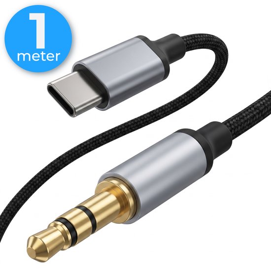 Câble Nuvance AUX vers USB-C - Câble AUX USB-C - 1 mètre - USB-C vers AUX - Nylon tressé - USB-C AUX - USB-C vers jack