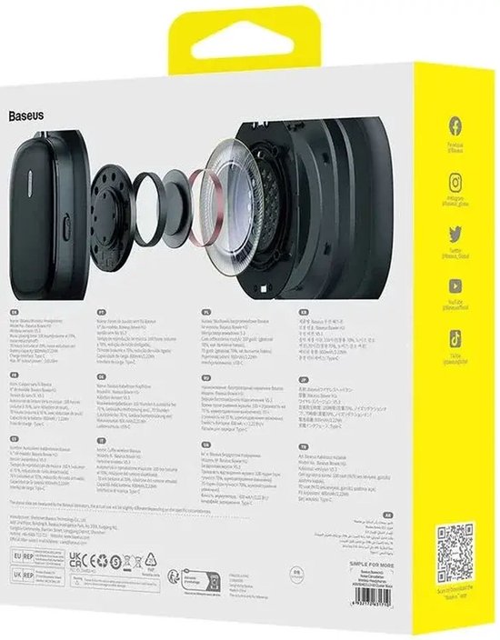 Casque Bluetooth Baseus Bowie H1i avec réduction de bruit (ANC), sans fil, noir