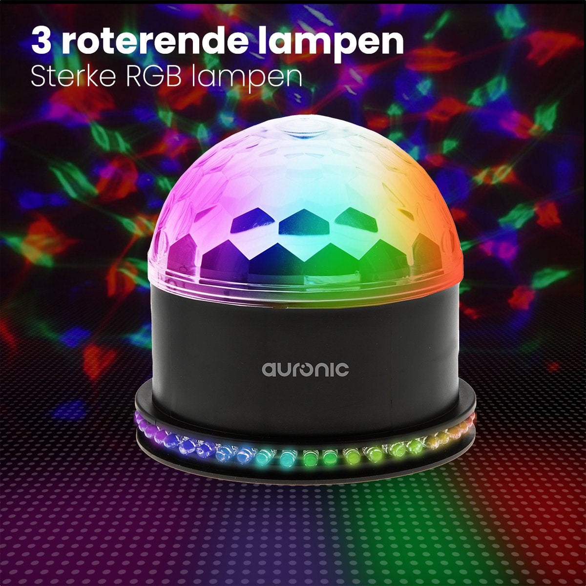 Auronic Lampe à disque rotative - Boule à disque - LED - Télécommande et contrôle musical - Enfants/Adultes