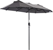 Angel Living Parasol double - 460 x 270 cm - avec manivelle Grand parasol Parapluie de marché - UPF 50+ - gris - 2.97x1.53cm