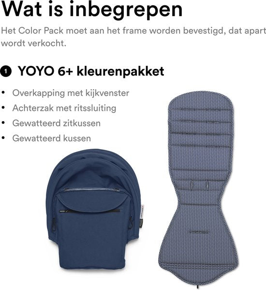 Kit de couleurs Stokke YOYO 6+, bleu Air France - Textiles : coussin d'assise, capote extensible et poche arrière zippée - Pour le châssis YOYO (vendu séparément)