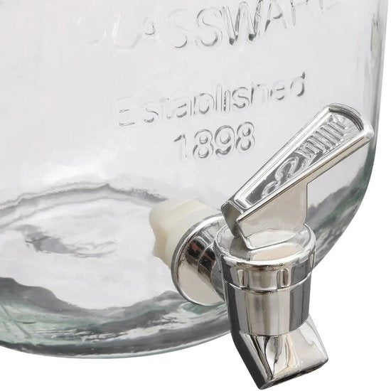 Secret de gourmet Distributeurs de boissons en verre - 4 litres - robinet en plastique et couvercle à vis - Distributeur de jus - Distributeur de boissons