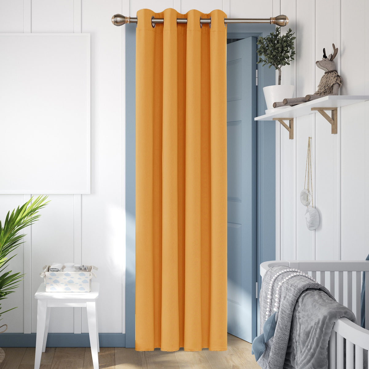 Deconovo - Tissu occultant uni, 8 anneaux blancs, rideau non tendu, 1 pièce, L 132 x l 114, orange