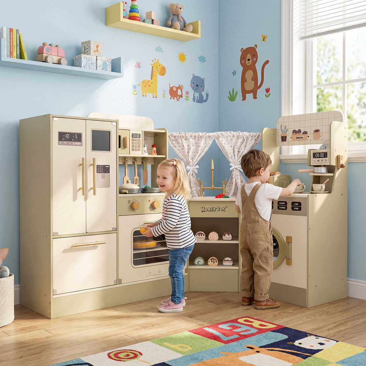 Cuisine jouet Coast pour enfants - avec robinet et lave-vaisselle - avec cuisinière et cafetière - verte
