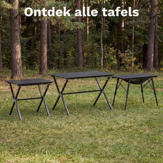 TRVLMORE Table de camping - 80x58x71 cm - Légère avec structure en aluminium - Table pliante réglable - Table de camping - Table pliante - Noir