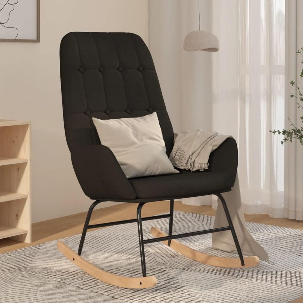 Fauteuil à bascule VidaXL avec revêtement en tissu - Noir - 70 x 79 x 101 cm
