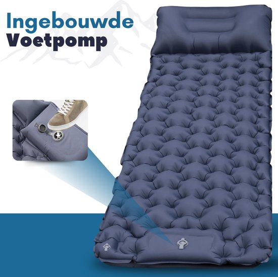 Vertrex Inflate-X1 Matelas de couchage avec pompe intégrée - Lit gonflable - 1 personne - Bleu marine