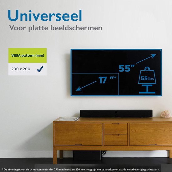 Support mural Philips SQM3221/00 - Support mural fixe pour téléviseurs jusqu'à 42 pouces et 25 kg - Dimensions VESA jusqu'à 200 x 200 mm