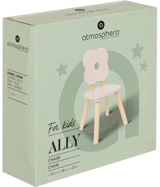 Chaise haute Atmosphera Kids « Fleur » - 27 x 27 x 48 cm - Rose