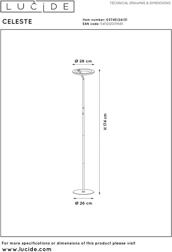 Lucide CELESTE - Lampadaire - Ø 28 cm - LED à intensité variable - 1x21 W 2700 K - Blanc