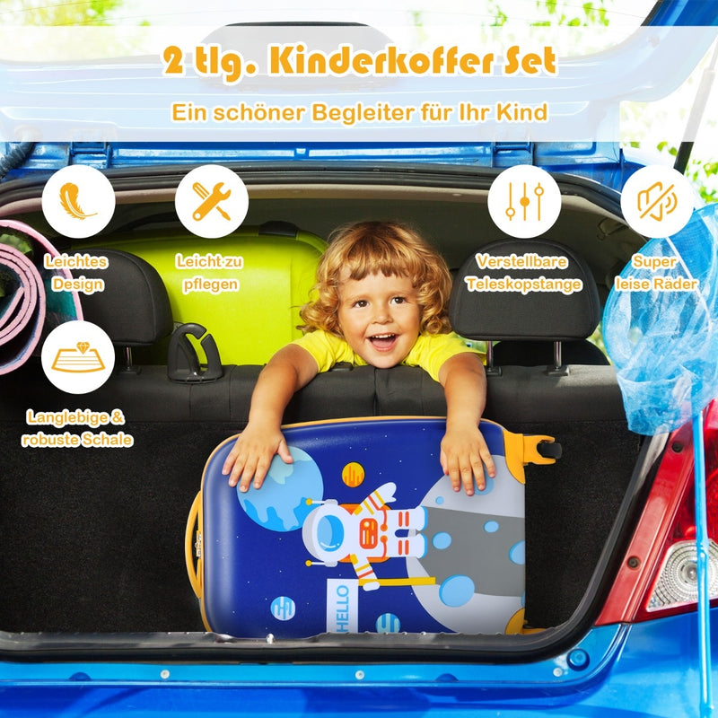 Coast 2-piece children's suitcase set with astronaut pattern Backpack & Case 27 x 20 x 43 cm dark blue
