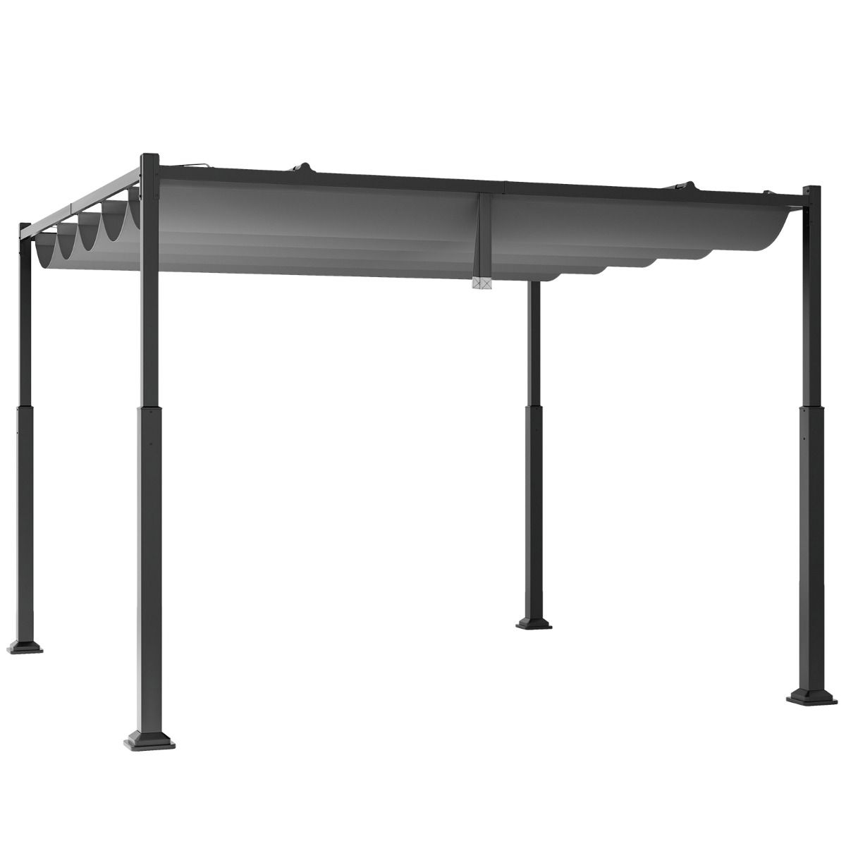 Pergola d'extérieur Coast - auvent rétractable - colonnes métalliques robustes - gris et noir - 310 x 310 cm