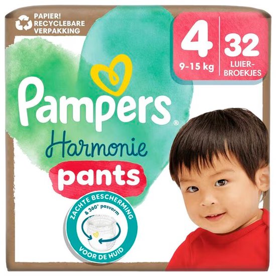 Pampers Harmonie Pants - Taille 4 (9 kg-15 kg) - 32 couches-culottes
