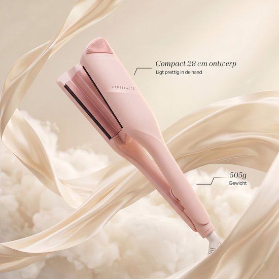 Fer à friser Sansbeauté® Wave 32 mm - Fer à gaufrer - Fer à boucler en céramique pour des ondulations de plage - Ondulations de sirène - Fer à boucler pour ondulations de sirène - Cheveux ondulés - Fers à boucler - The Waver - Appareil de coiffure - Crimp