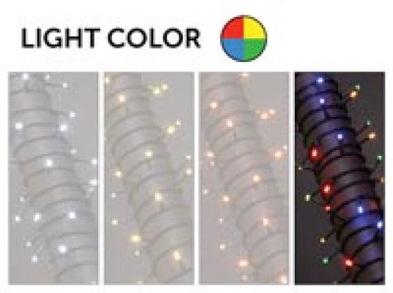 Stella LED, guirlande lumineuse, 20 m, 300 LED, multicolore, câble vert, pour l'intérieur et l'extérieur, 24 V