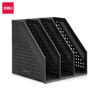 Organiseur de documents à trois compartiments Deli, solution de rangement pour bureau, gris foncé, 1 pièce