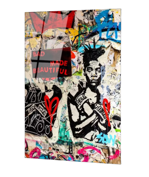 Wallity Peinture sur verre Banksy Bad Made Beautiful - Couleurs vives - 45 x 65 cm