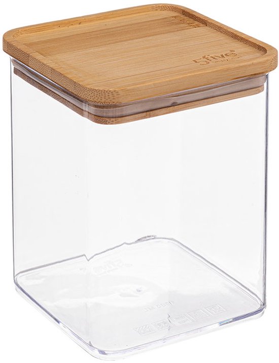 5Five - Bocal de conservation pour la cuisine - Berlino - plastique/bambou - 1 500 ml - alimentaire - 10 x 20 cm