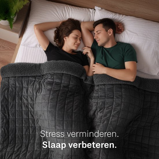 Couverture lestée CozySense® 10 kg - 2 personnes - Couverture lestée - Couverture lestée - GLASS-Flow® Distribution de la pression - Couverture lestée - Flannel Velvet & Sherpa - Noir