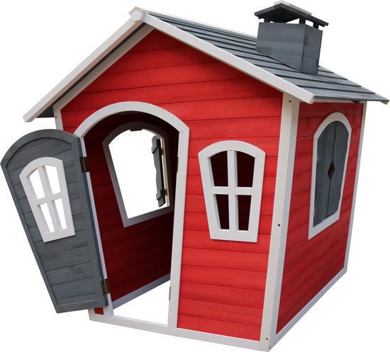 Maisonnette Sunny Olaf rouge/grise - Bois certifié FSC - Maisonnette de jeu pour le jardin / l'extérieur - Maisonnette de jardin pour enfants