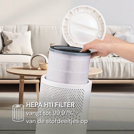 Purificateur d'air Vitapur - Purificateur d'air - Purificateur d'air avec filtre HEPA - Ioniseur à flux de 360 degrés - Extrêmement silencieux avec minuterie - Blanc
