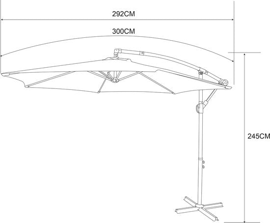 Parasol suspendu AXI Dion Ø 300 cm, aspect chêne/vert – Armature thermolaquée avec pied en croix