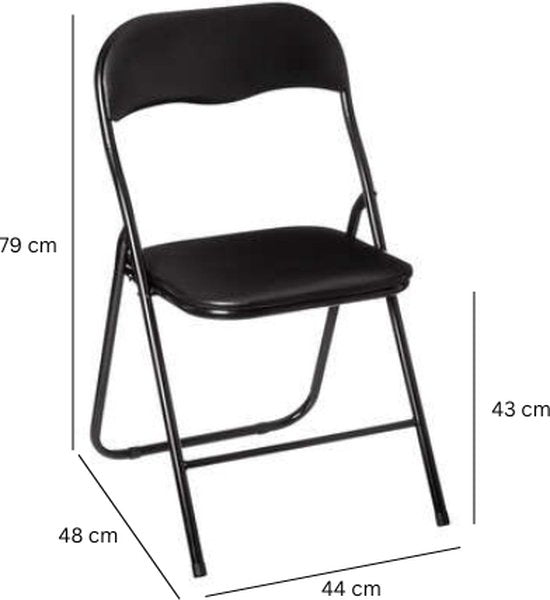 Chaise pliante avec assise en PVC - Noir - 44 x 48 x 79 cm - Métal - Chaises d'appoint - Pliable