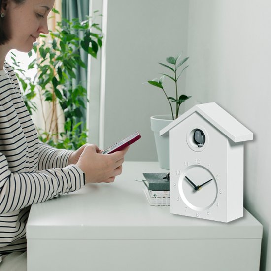 Horloge murale Nexxt avec coucou, volume réglable et mode nuit - Blanche