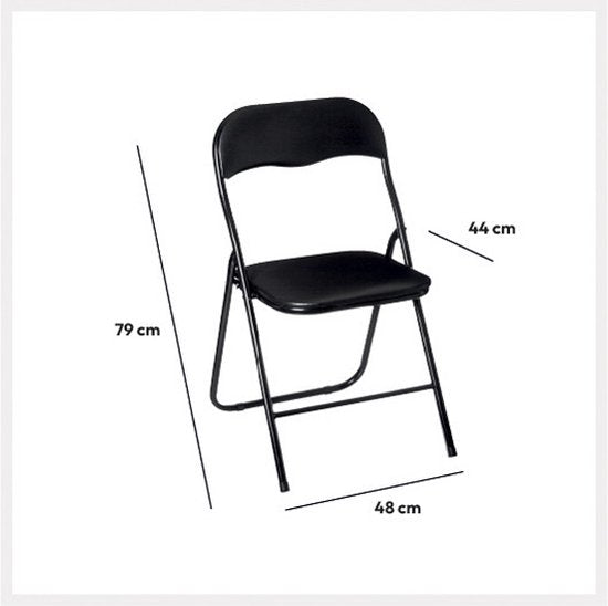 Chaise pliante avec assise en PVC - Noir - 44 x 48 x 79 cm - Métal - Chaises d'appoint - Pliable