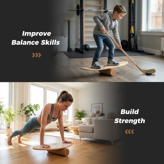 House of Balance - Planche d'équilibre - Balance Board - Planche d'équilibre de surf - Entraîneur de surf - Planche de surf - Planche instable - Bois