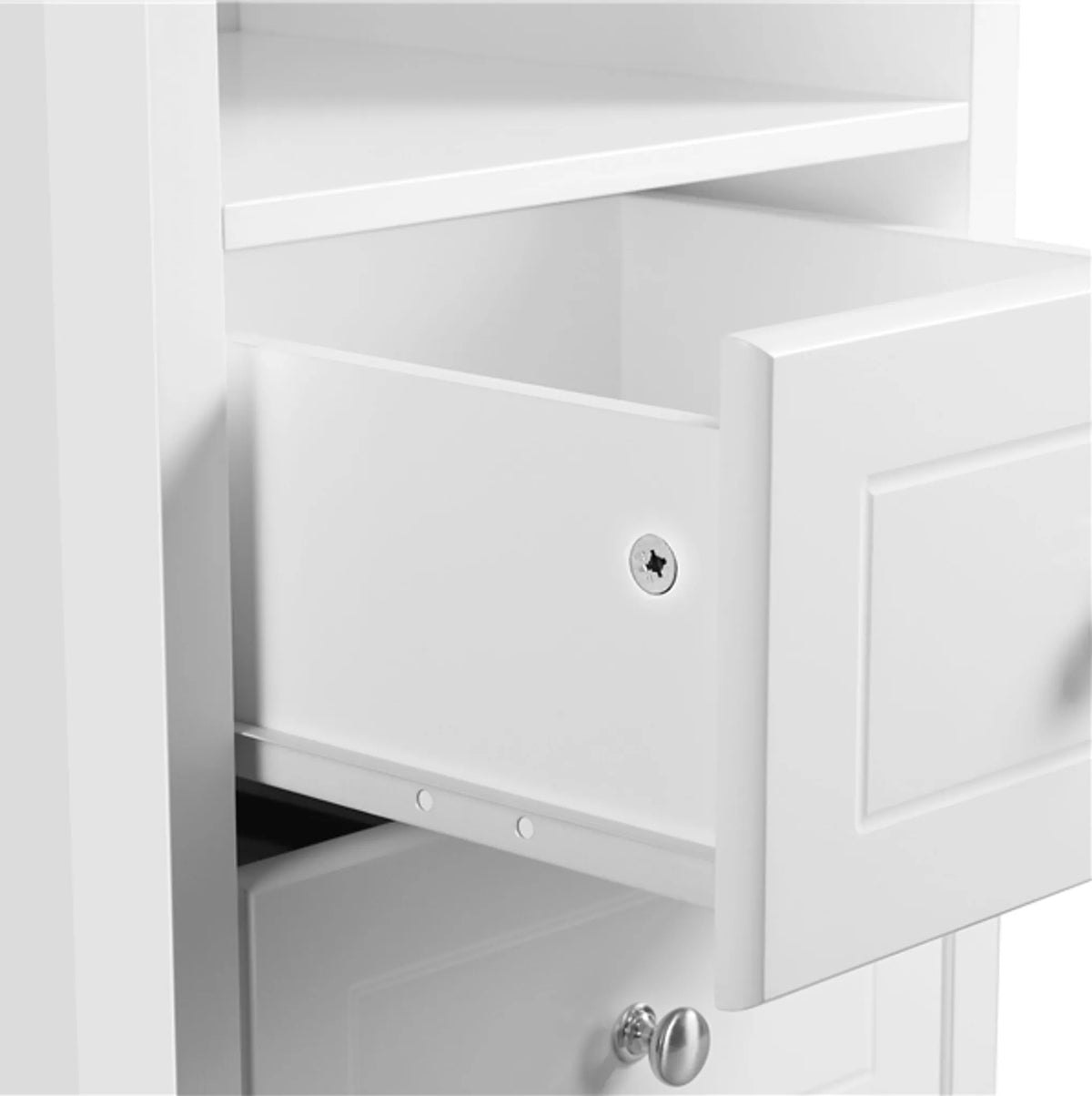 Yaheetech Table de chevet avec 2 tiroirs - 40 x 35 x 60 cm - avec rangement ouvert, design minimaliste et guides lisses - pour chambre à coucher et salon - MDF E1 blanc