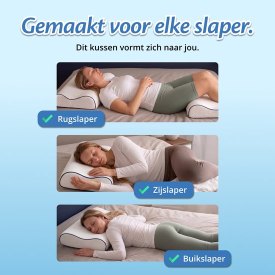 Oreiller orthopédique Ella Wave-Soft pour les personnes dormant sur le dos ou sur le côté - Oreiller ergonomique avec soutien cervical en mousse à mémoire de forme - Oreiller pour soulager les douleurs cervicales, 60 x 40 cm - Blanc