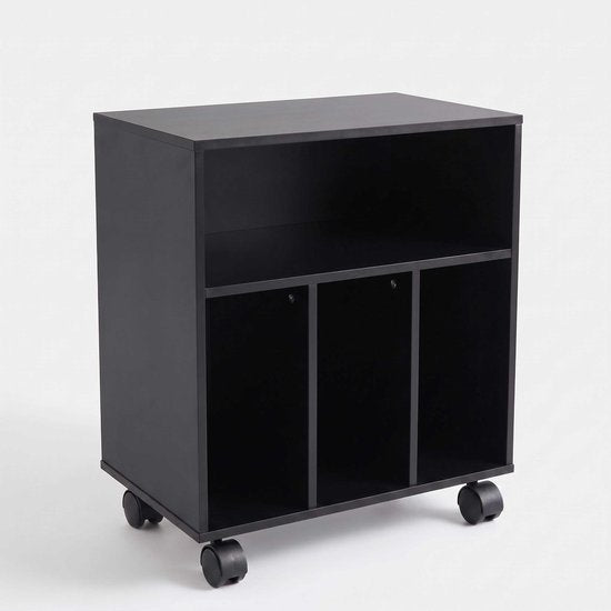 VDD - Armoire - Armoire de rangement - Système de rangement pour vinyles - Armoire pour vinyles - Noir - Sur roulettes