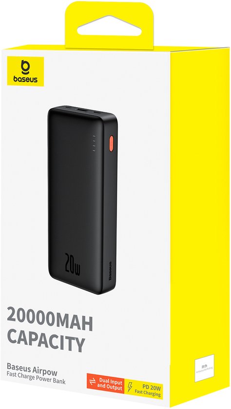 Baseus Airpow - Batterie externe - 20 W - 20 000 mAh - Câble USB-A et USB-C