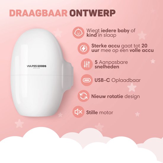 Vulpes Goods® BabyCare - Berceuse pour poussette - Balançoire pour bébé - Berceuse automatique - Sac de transport inclus - Version PRO