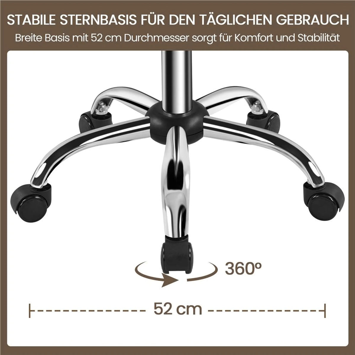 Yaheetech Tabouret de maquillage - 52 x 44,5 x 75,5-85 cm - équipé d'un coussin d'assise de 10 cm d'épaisseur et d'une rotation à 360° et d'une structure en métal chromé - pour salon et coiffeuse - simili cuir noir et métal