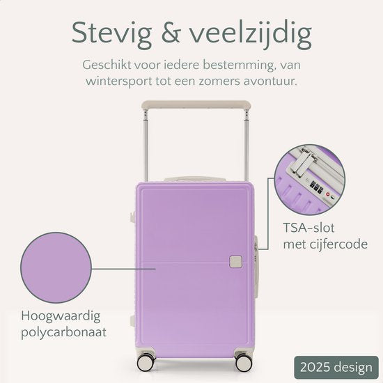 Skycases City Walker - Valise de voyage moyenne 77L - Légère et résistante - Roues pivotantes à 360° - Verrouillage TSA d'origine - Housse de protection et pochette humide incluses - 66 x 45 x 26 cm - Violet