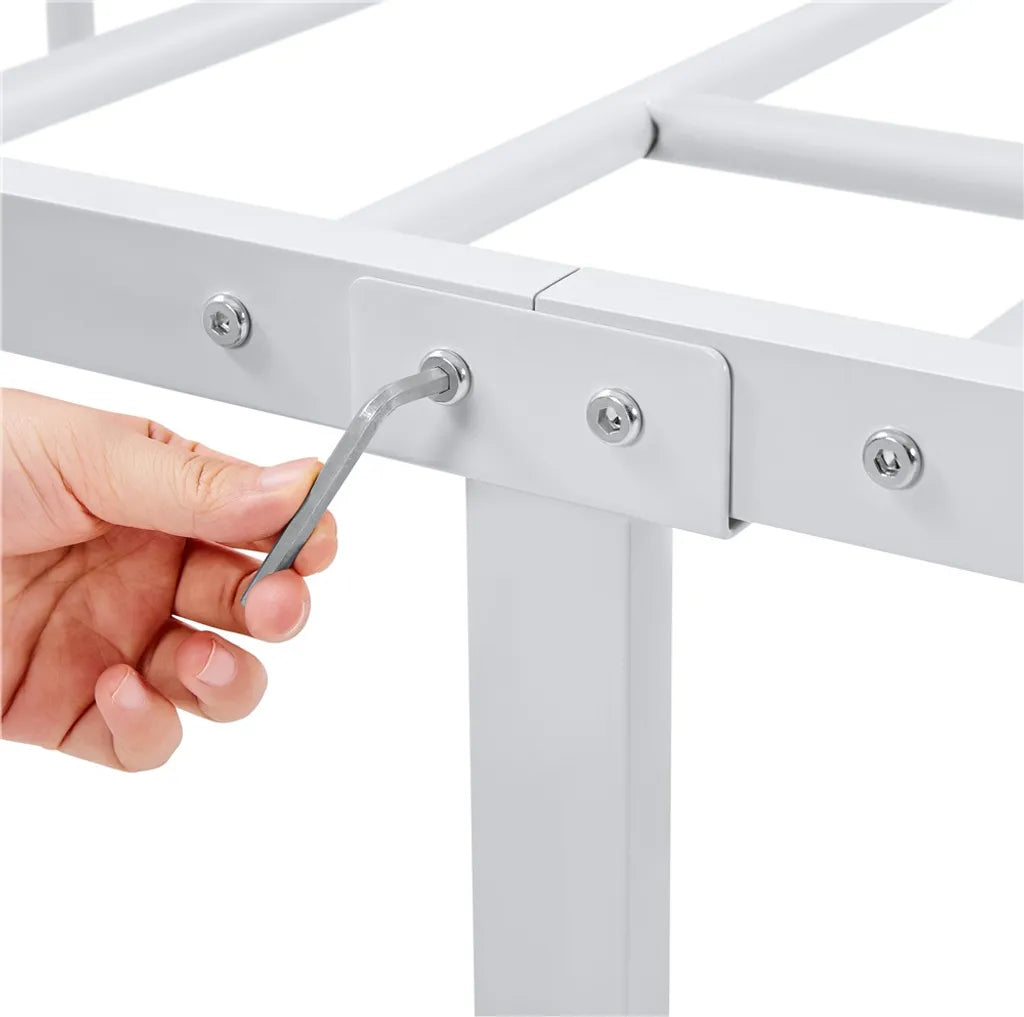 Yaheetech : cadre de lit en métal 90 x 190 cm avec tête de lit, blanc
