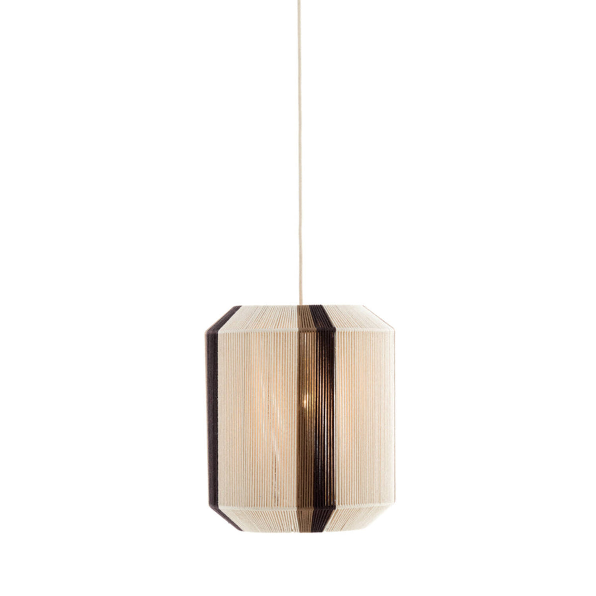 Suspension Light & Living Kozana – Ø 36 x 43 cm – Lampe en tissu élégante, couleur crème/marron foncé – Luminaire rond créant une ambiance chaleureuse pour le salon – Source lumineuse non fournie – E27